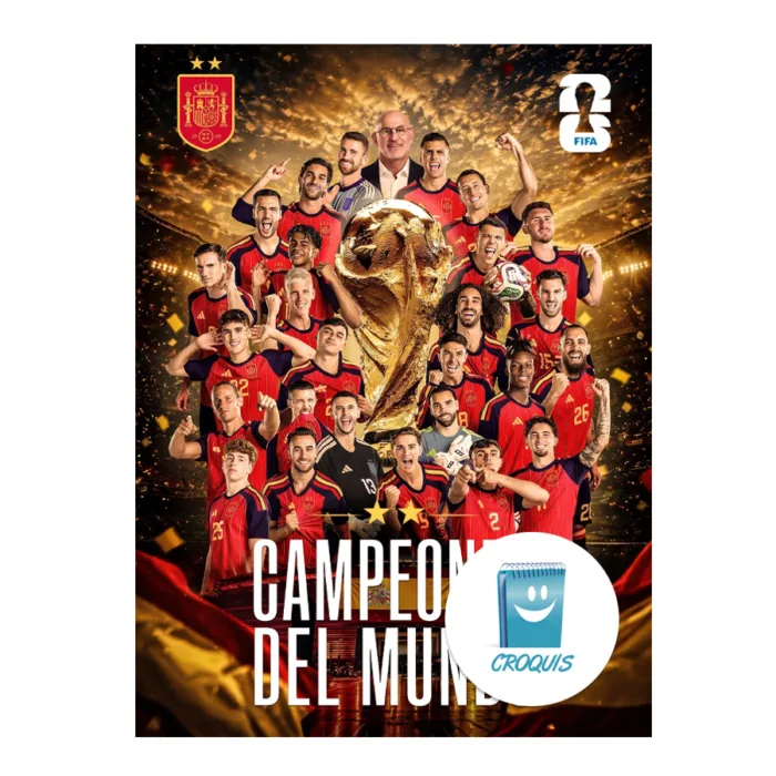 poster españa campeón del mundo en alta resolución, poster selección española campeón del mundo, poster world cup 2026 en alta resolución, poster selección española campeón 2026, poster campeones del mundo