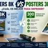 Infografía sobre la diferencia entre posters 8K y archivos a 300 DPI para impresión de posters en gran formato