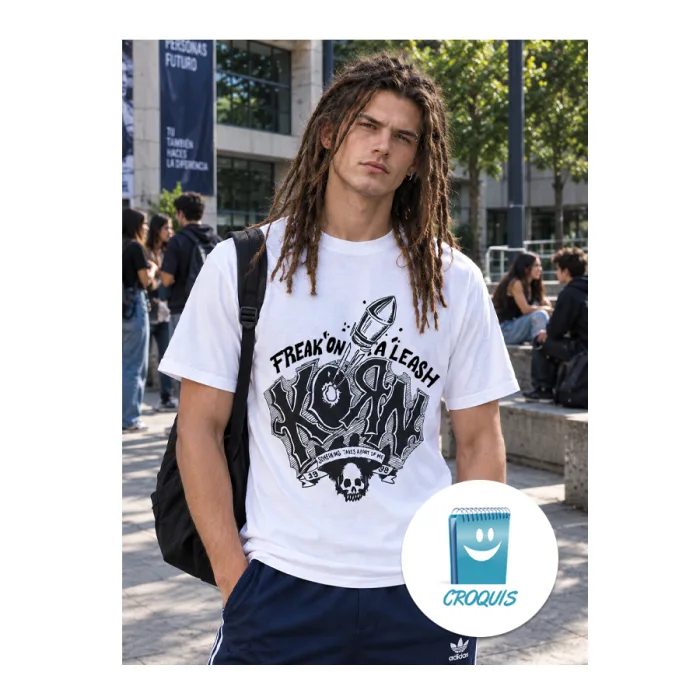 Diseño de polera Korn freak on a Leash, diseño vector de camiseta, diseño Korn para imprimir en poleras o camisetas, descargar diseño DTF y Sublimación, diseño profesionales para imprimir poleras, diseño carta la estrella para polera, diseño vector para poleras
